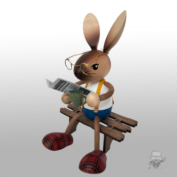 Kuhnert 52107 Hase mit Kaffee und Zeitung
