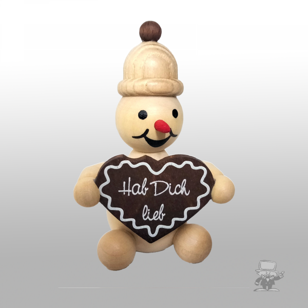 Wagner 111 Schneemann Junior sitzend mit Lebkuchenherz